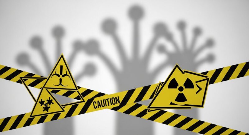 「繁殖力」への警告。虫そのものは不快なので出さず、警告アイコンや複数のドット、または「1→多」を示す抽象的な図。