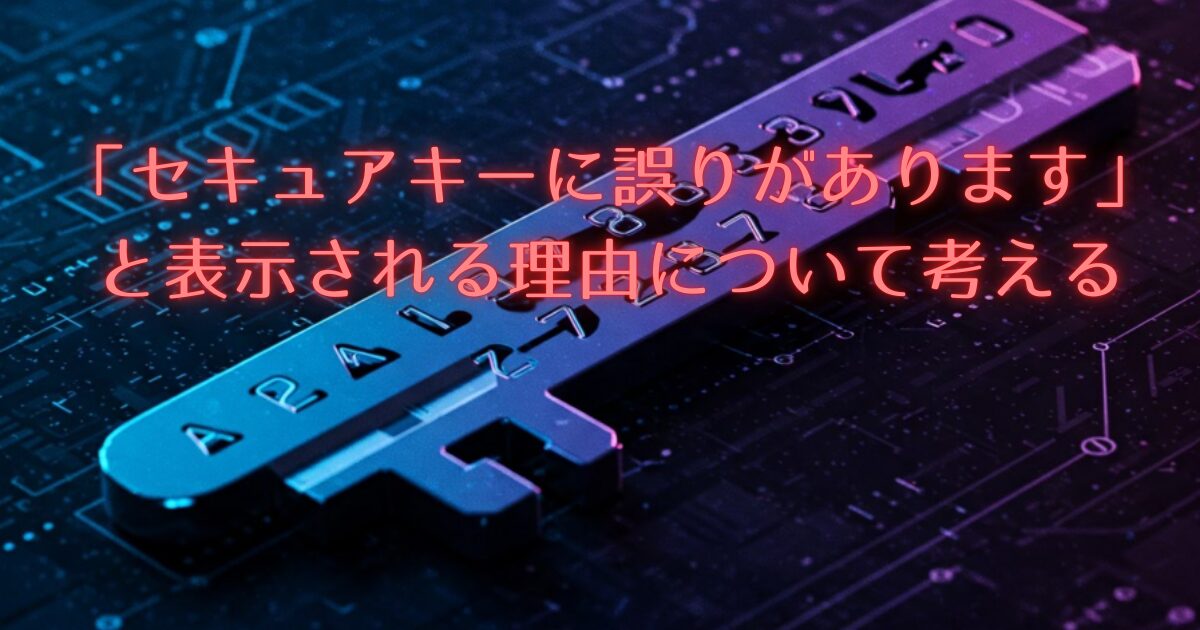 セキュアキーに誤りがありますと表示される理由について考える