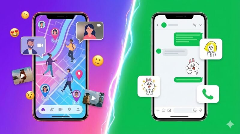 JiffcyとLINEの違いについて比較画像