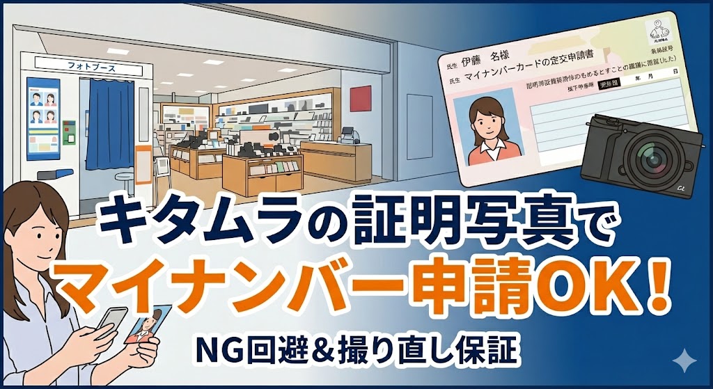 キタムラの証明写真でマイナンバー申請は大丈夫？NG回避の3チェックと撮り直し対応画像