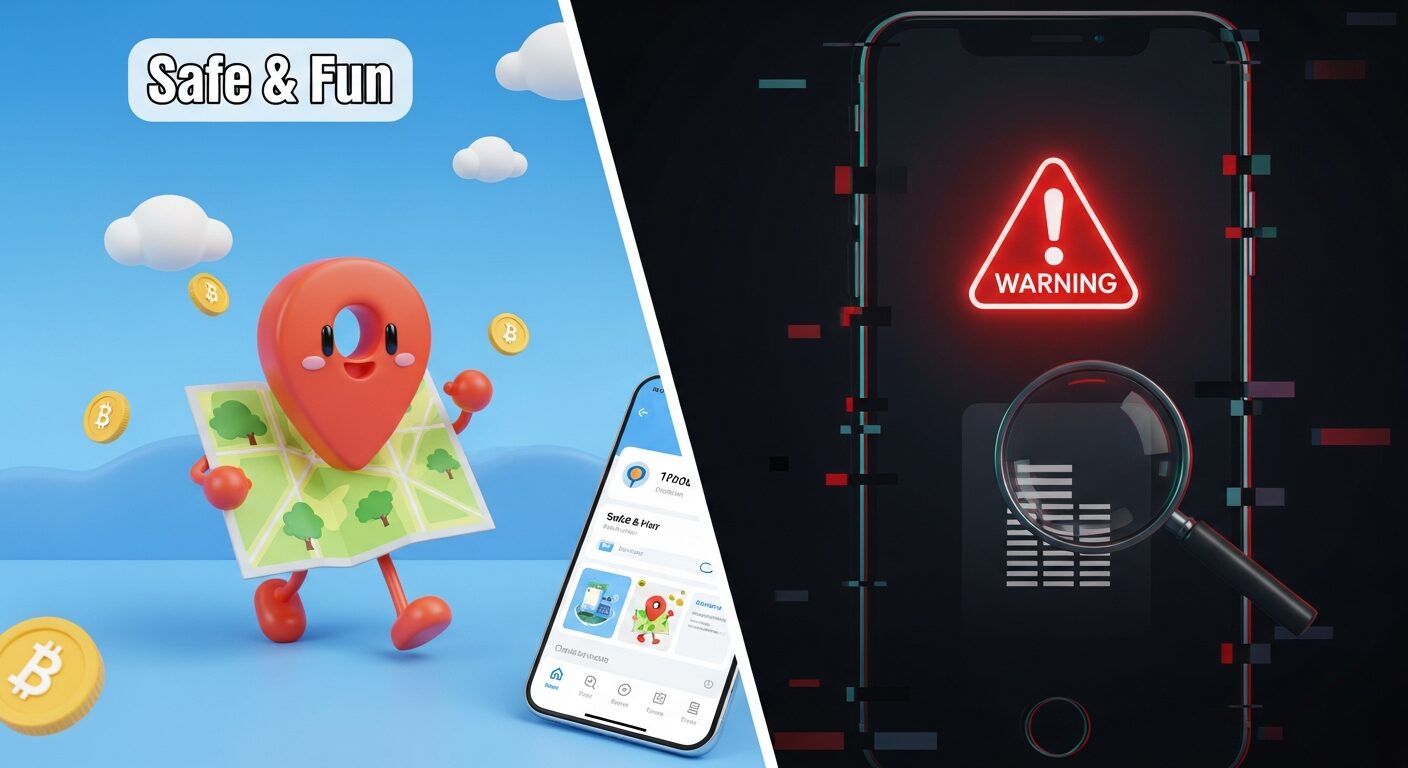 トリマアプリの危険性と安全性を比較するアイキャッチ画像。表のメリットと裏のリスクの対比。