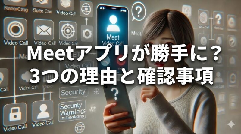 googleMeetアプロ五が勝手に入って驚いている女性画像