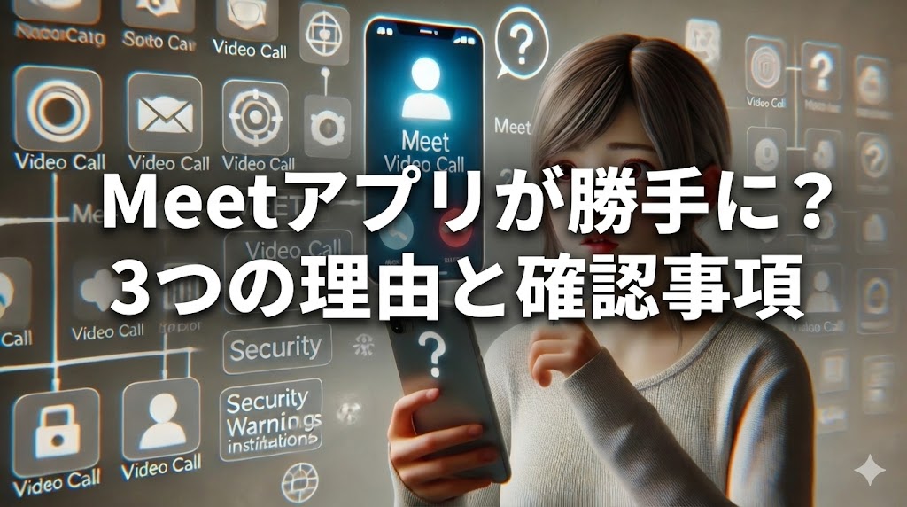 googleMeetアプロ五が勝手に入って驚いている女性画像