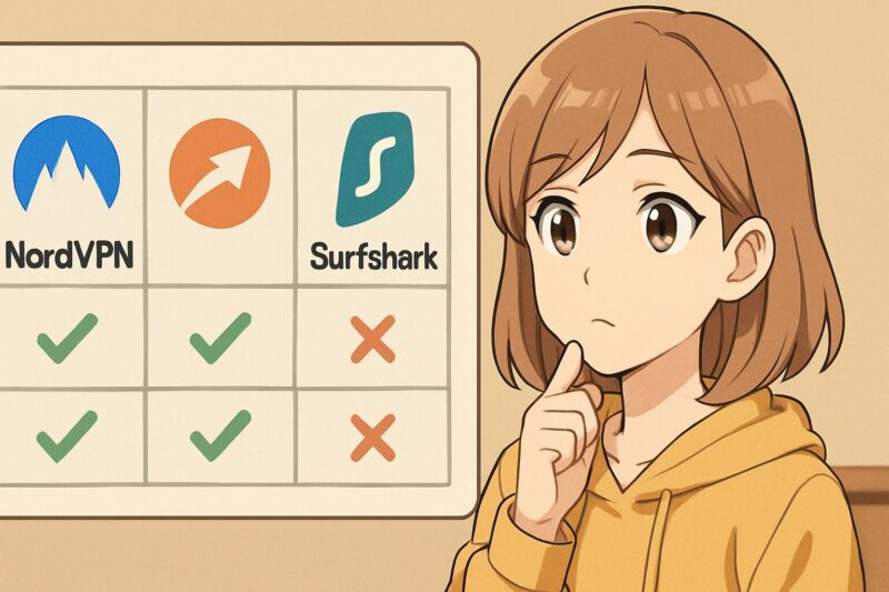 【比較表】他の人気VPNと比べてどうなの?