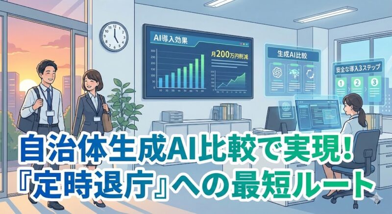 自治体の生成AI比較｜『隣は定時退庁』は本当だった？ 月200万円の時間価値を生む、安全なAI導入3ステップの画像