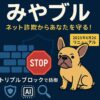 みやブルのアイキャッチ画像。ネット詐欺対策やトリプルブロック機能をイメージしたイラスト