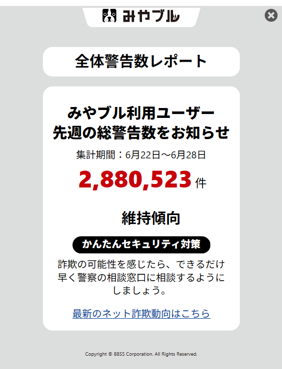 みやブル実際の通知画像