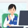 自治体のオフィスで、パソコン画面の警告を見てハッとしている職員のイラスト。自治体で起こるリアルなセキュリティインシデントの危険性と、その対策の重要性を象徴しています。