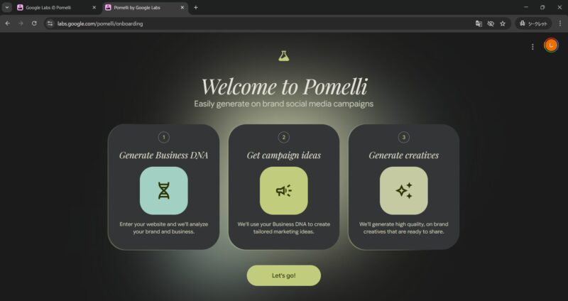 Pomeliサービスアクセス済画面