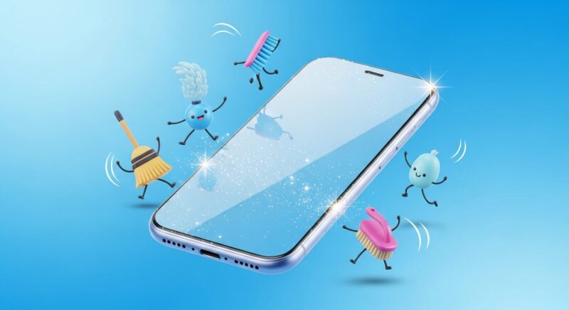 キャッシュ削除によってスマホがリフレッシュされ、快適に動作するようになった様子のイメージ画像。