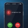 「+29」から始まる不審な電話の着信が表示されたスマートフォンのイラスト。警告アイコンが添えられ、迷惑電話や国際電話詐欺の危険性を示唆している。