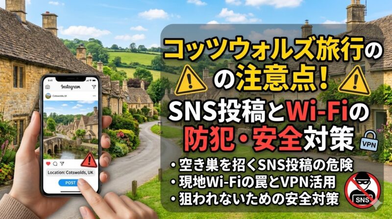 コッツウォルズ旅行の注意点！そのSNS投稿が空き巣を招く？現地Wi-Fiの罠と安全対策 | 海外旅行 防犯 VPN イギリスの画像