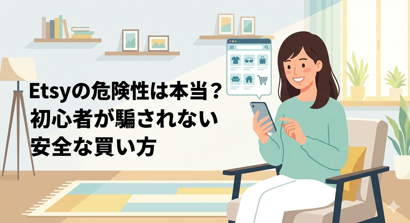 Etsyの危険性は本当？初心者が騙されない安全な買い方を解説するブログ記事のアイキャッチ画像
