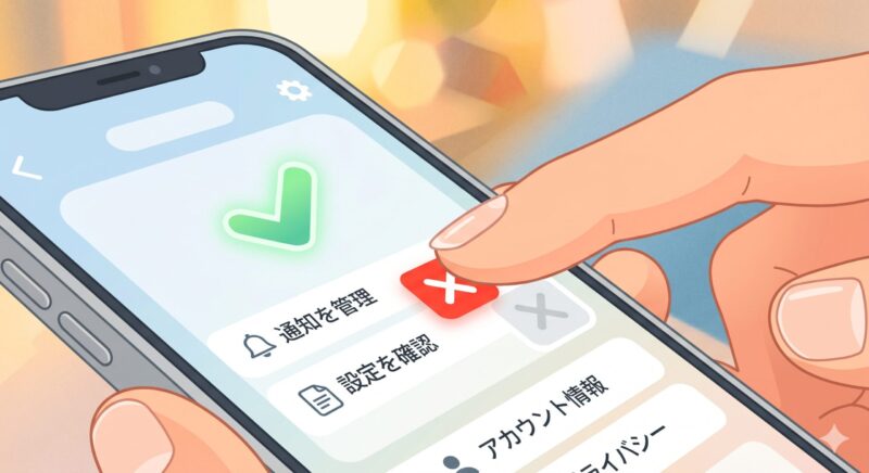 スマートフォンでのサブスクリプション解約操作のイメージ