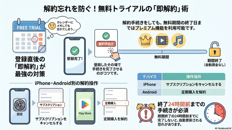 解約忘れ防止！図解でわかる解約術図解