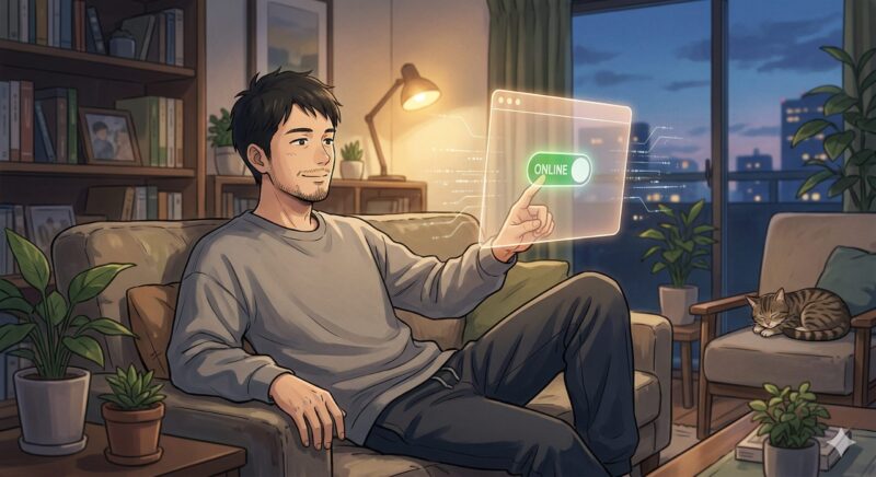 アプリのオンライン状態をオフにしてプライバシーを守るイメージ