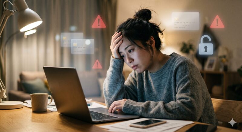アカウント乗っ取りやクレジットカード不正利用の危険性イメージ