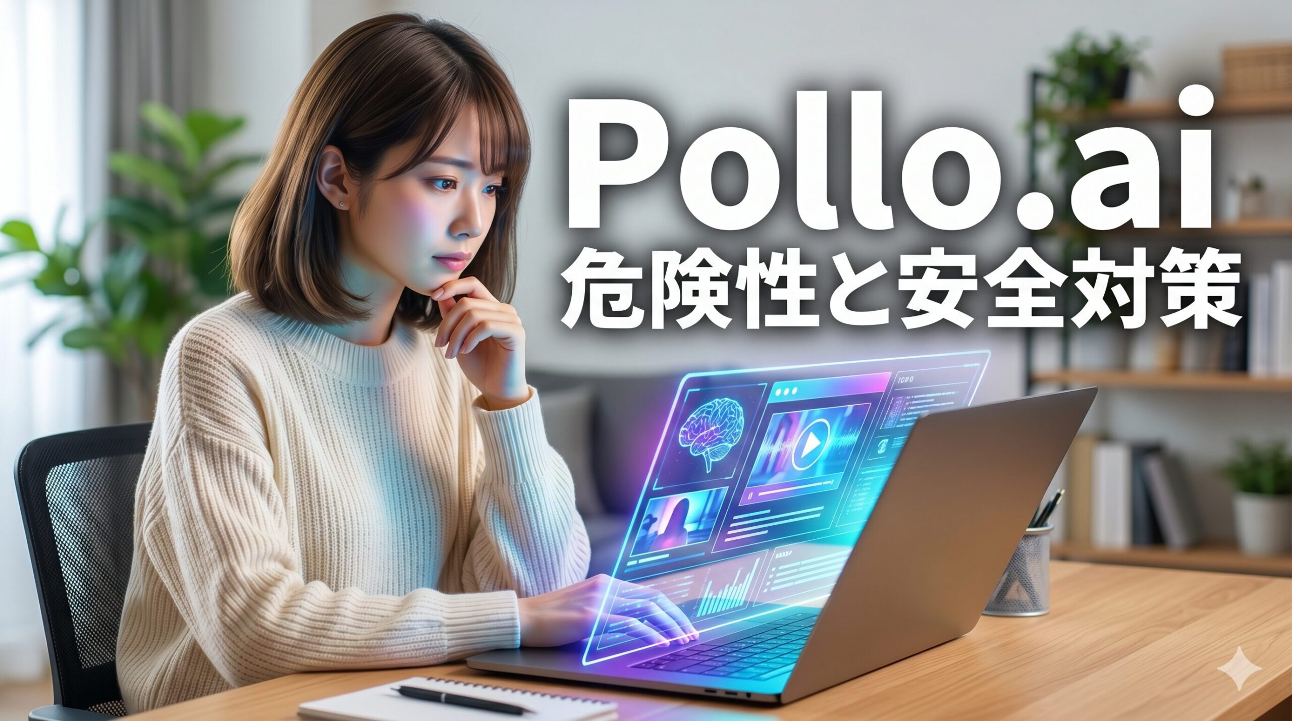 Pollo.aiの危険性と情報漏洩を防ぐ安全な使い方を解説するアイキャッチ画像